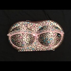 White Cheetah Lace Bra Travel Hard Case Protector